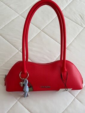 Steve Madden Bright Red Dome Shoulder Bag with Charm